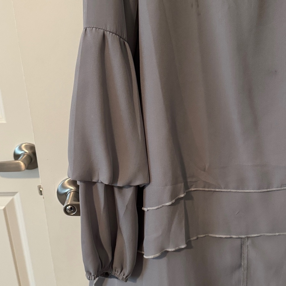 Gray Ruffled Long Sleeve Dress - Picture 6 of 7